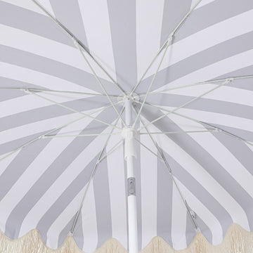 Mariner 6.5 ft. Classic Cottage Fringe Tassel Market Beach Umbrella
